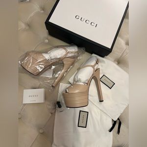Gucci Skin Rose Angel Leather Women’s Platform Sandals Pumps